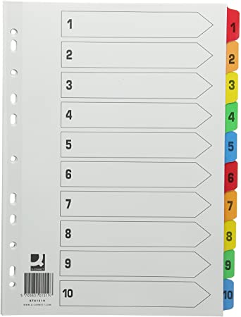 Subject Dividers A4 Numbered