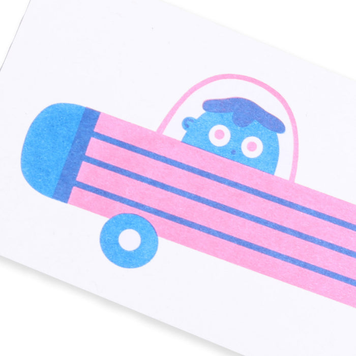 Mini Pencil Car Risograph Print