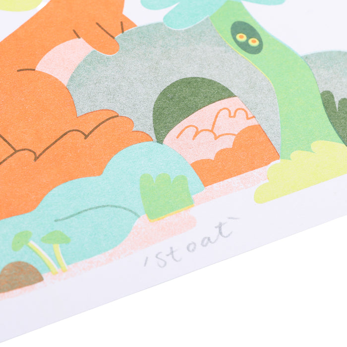 Stoat A5 Risograph Print