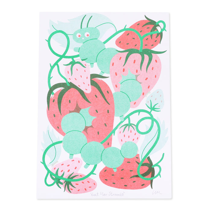 Eat Yer Strawbs A4 Risograph Print