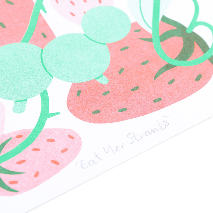Eat Yer Strawbs A4 Risograph Print