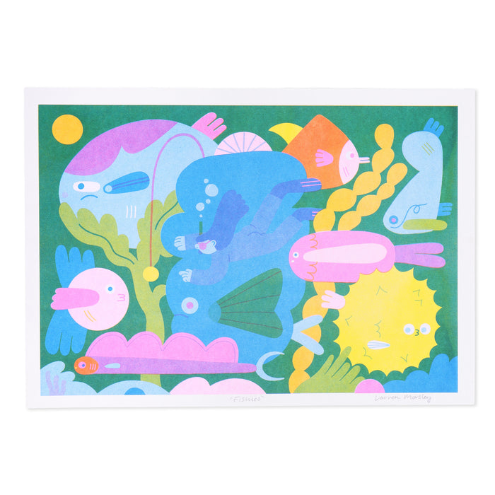 Fishies A3 Risograph Print