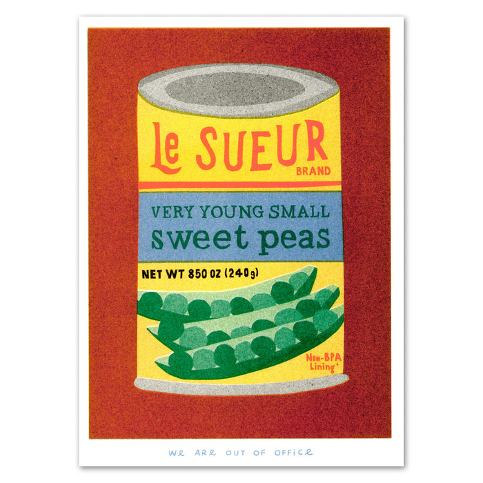 A Risograph Print of A Can of Sweet Peas