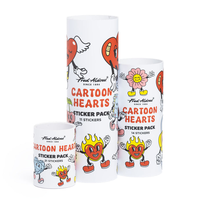 Fred Aldous Cartoon Heart Sticker Pack