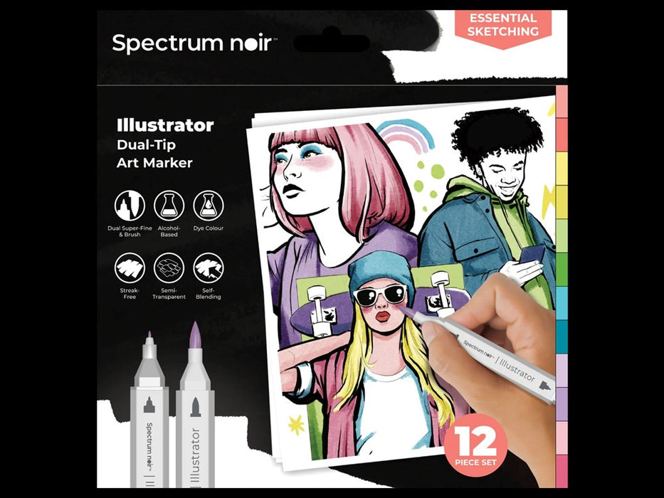 Spectrum Noir-Illustrator 12pc Essential Sketching