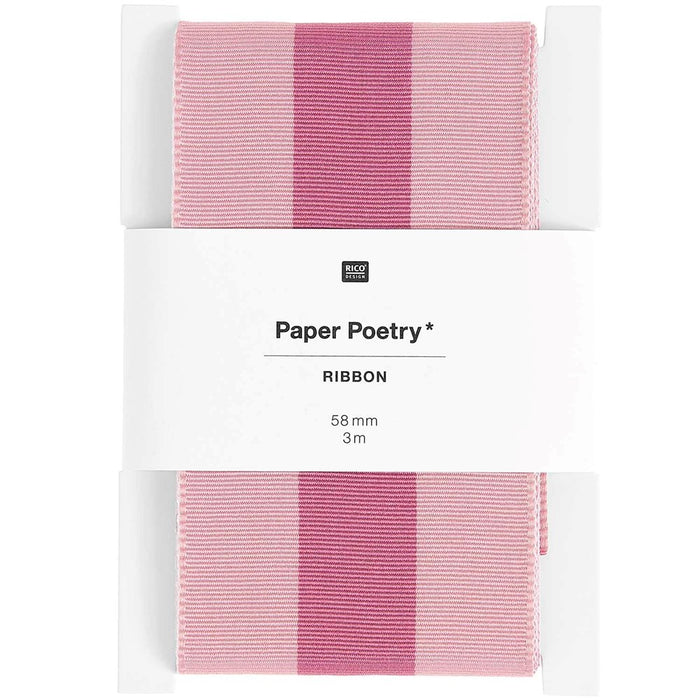 Woven Ribbon Stripes Dusky Pink/Violet 58mm x 3m