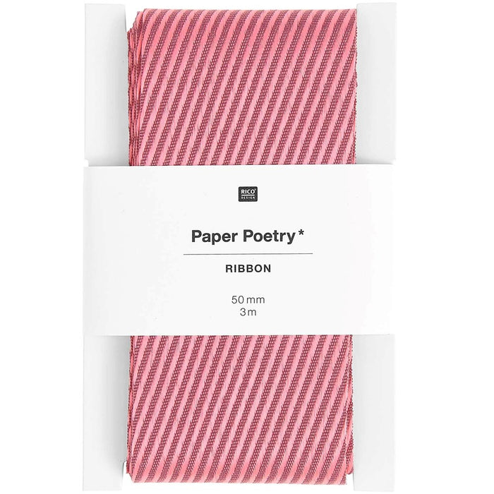 Woven Ribbon Stripes Diagonal Mauve/Neon Pink 50mm x 3m