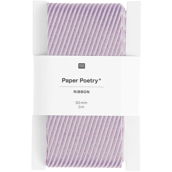 Woven Ribbon Stripes Diagonal Rose/Purple 50mm x 3m