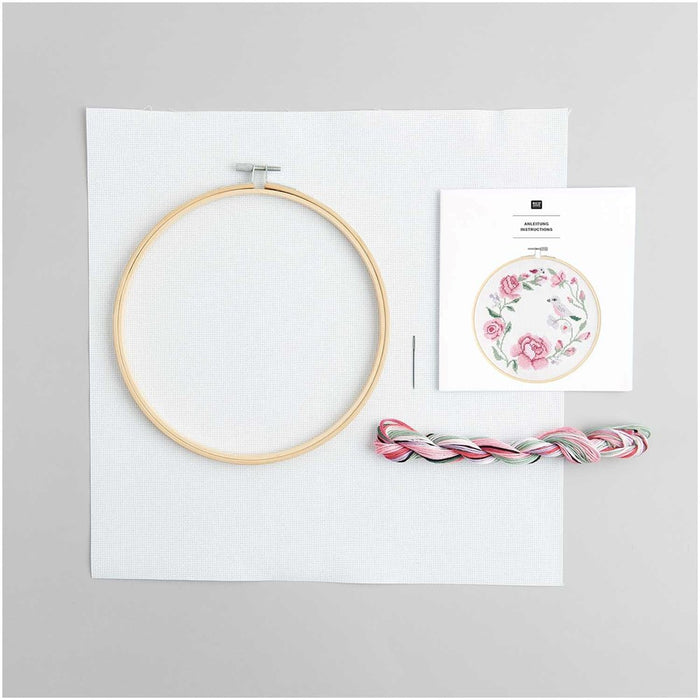 Embroidery Kit Counted Cross Stitch Wreath Of Roses