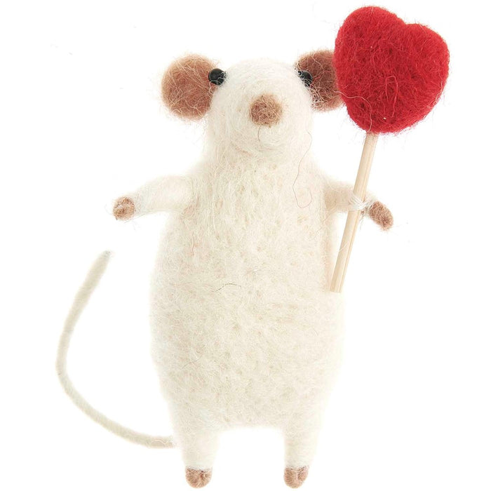 Mouse Red Heart White