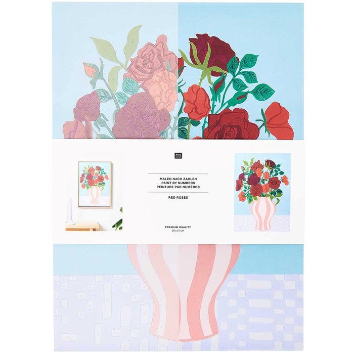 Paint By Numbers Set Red Roses 26 x 37 cm