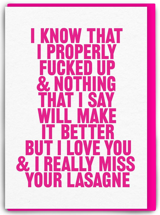 Real Hackney Dave Card – Rude Miss Your Lasagne