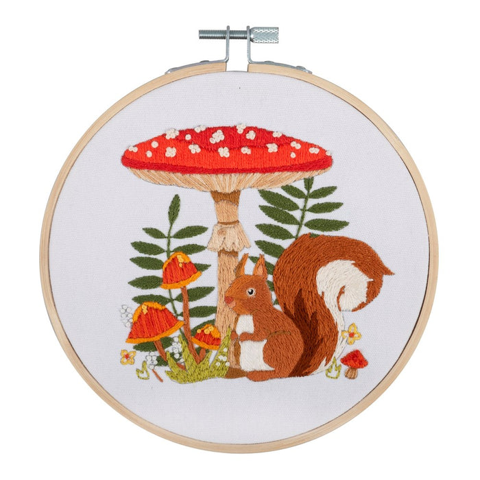 Embroidery Kit with Hoop: Toadstool Squirrel