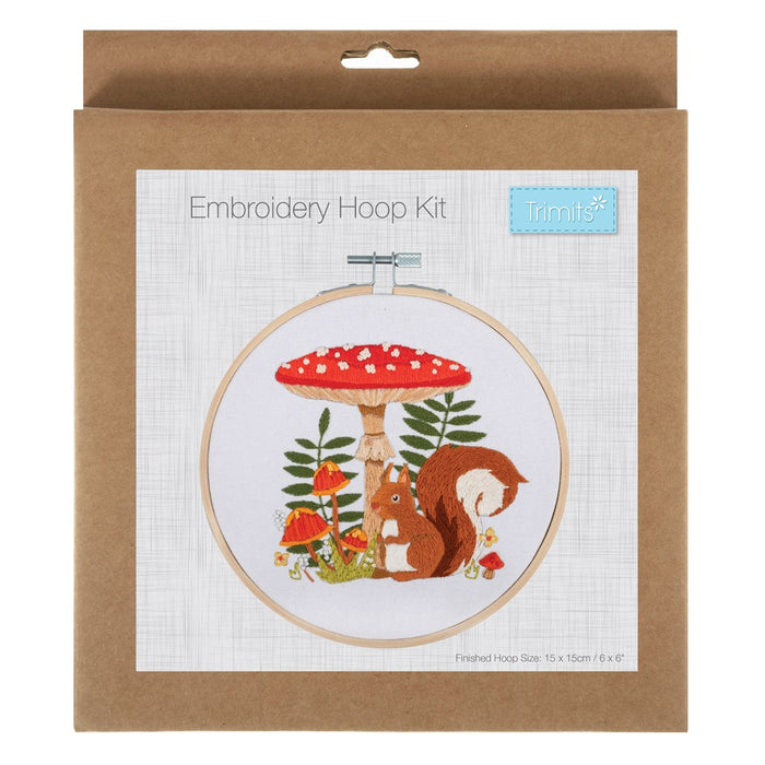 Embroidery Kit with Hoop: Toadstool Squirrel