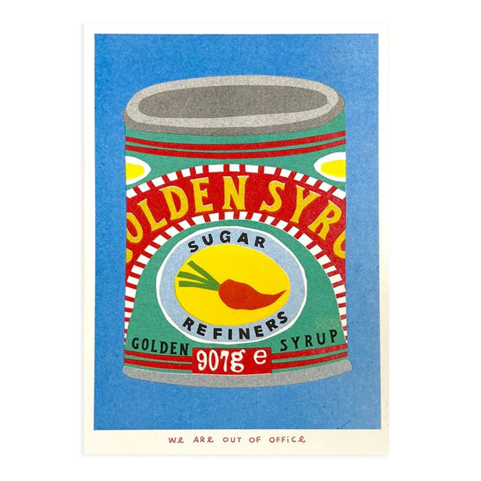 A Risograph Print of A Can of Golden Syrup