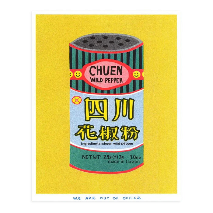 A Risograph Print of A Tin Can of Chuen Pepper