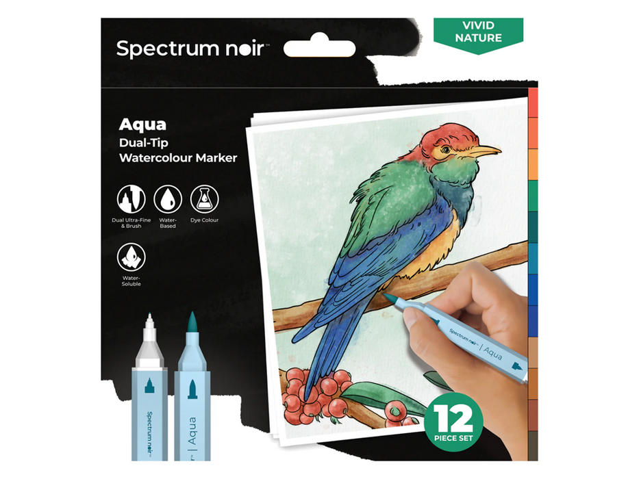 Spectrum Noir Aqua Markers 12 Pk Vivid Nature