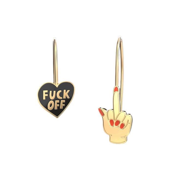 YOW: Drop Earrings - F*ck Off Heart & Middle Finger