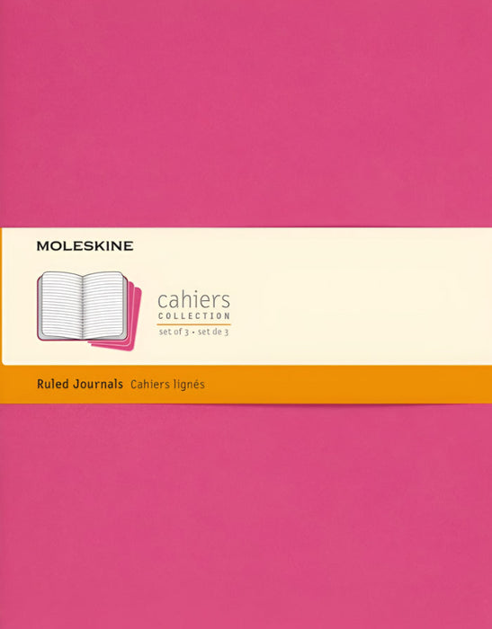 Moleskine Cahier Extra Large Journals Kinetic Pink 3 Pack