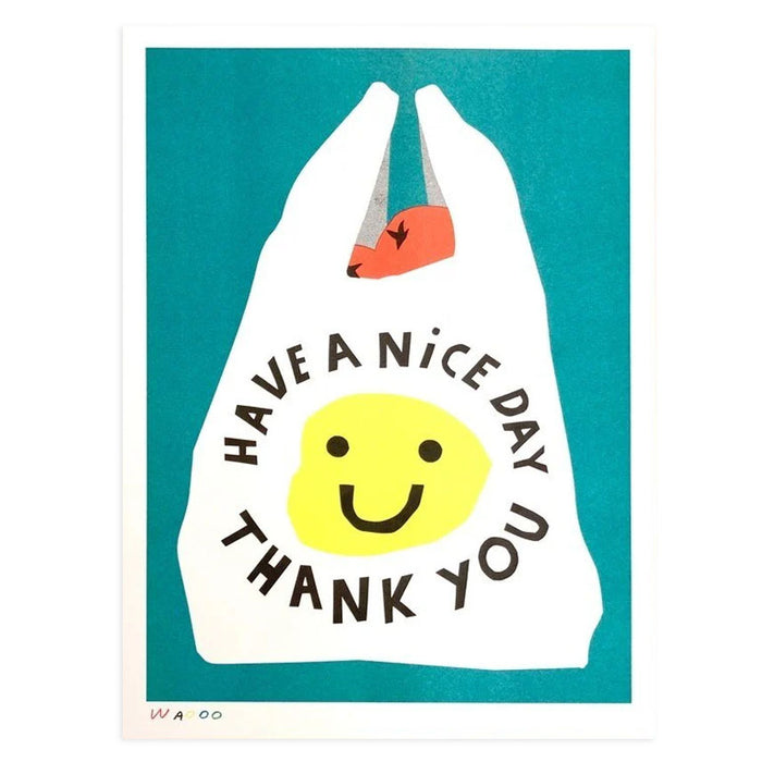 A 30x40cm Risograph Print of A Shopping Bag