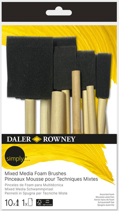 Simply Mixed Media Foam Brushes 10Pk