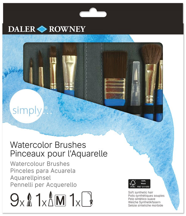 Simply Watercolour Brush Zip Case 10Pces