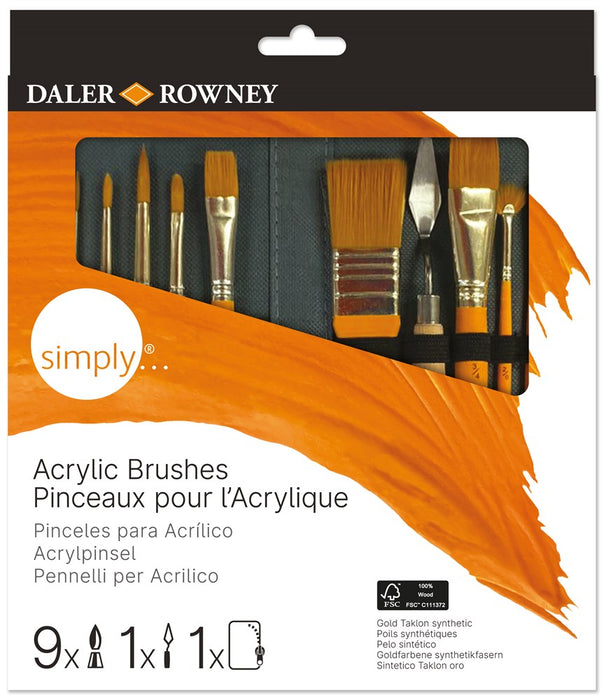 Simply Acrylic Brush Zip Case Set 10Pces
