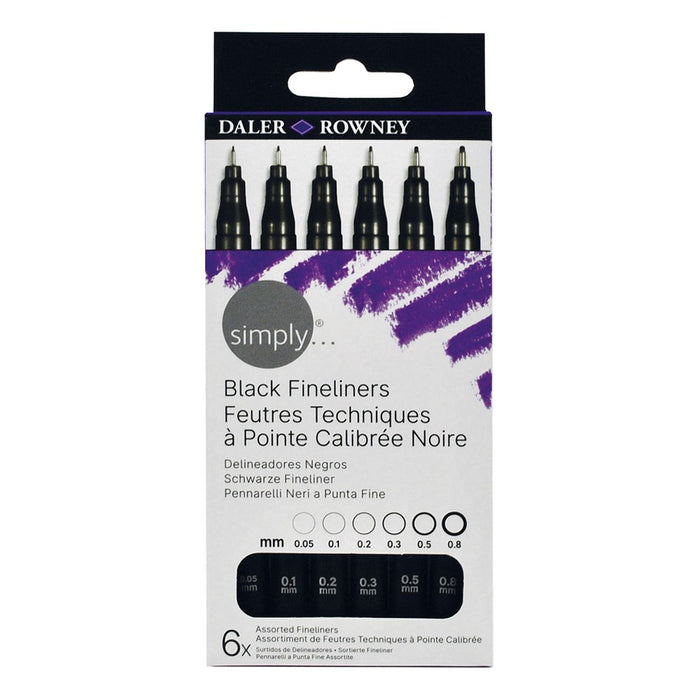 Simply Black Fineliner Set 6Pcs