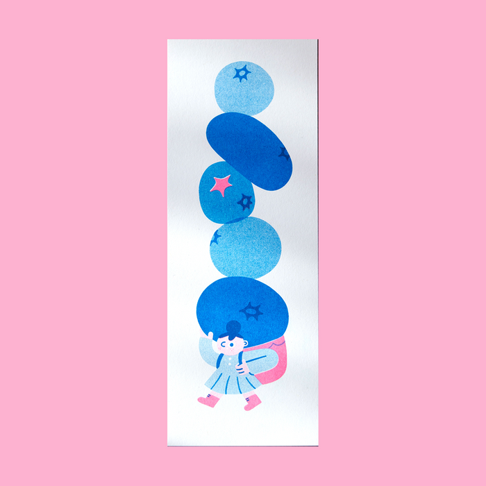 Blueberries Mini Risograph Print