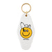 Keychain with a smiley face design and Snoopy on a white background