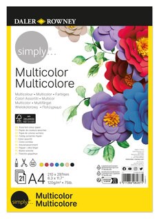 Daler Rowney Simply Multicolor paper pad with colorful flowers on the cover