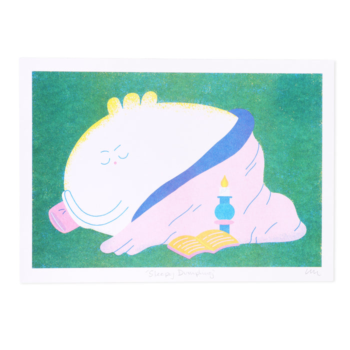 Sleepy Dumpling A4 Risograph Print
