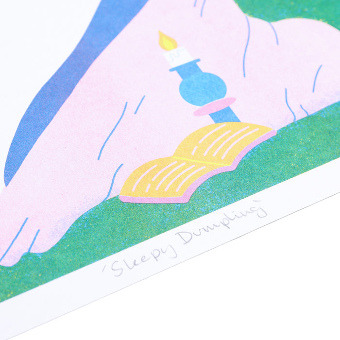 Sleepy Dumpling A4 Risograph Print