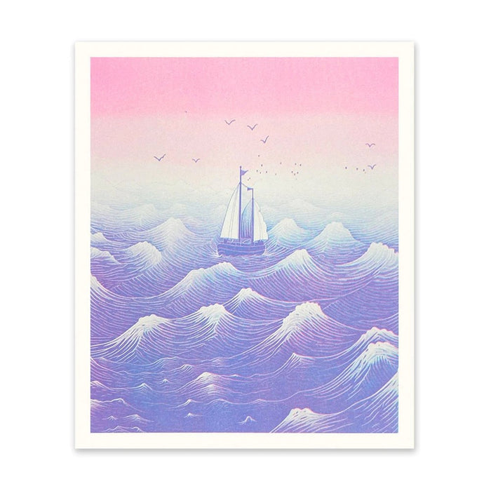 Boats At Sea Riso Print (12x10)