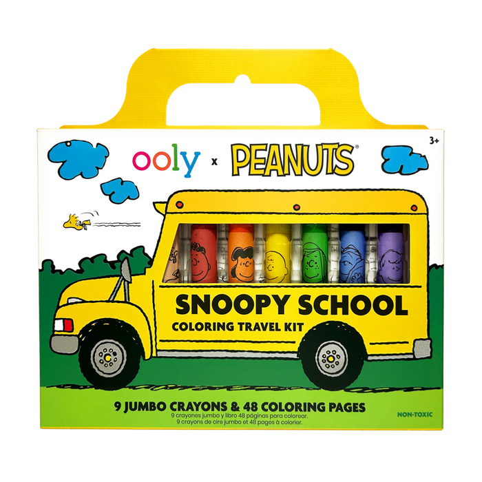 Ooly x Peanuts: Snoopy School Coloring Travel Kit 9 Crayons & 48 Colouring Pages