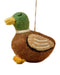 Felted duck ornament with a colorful background