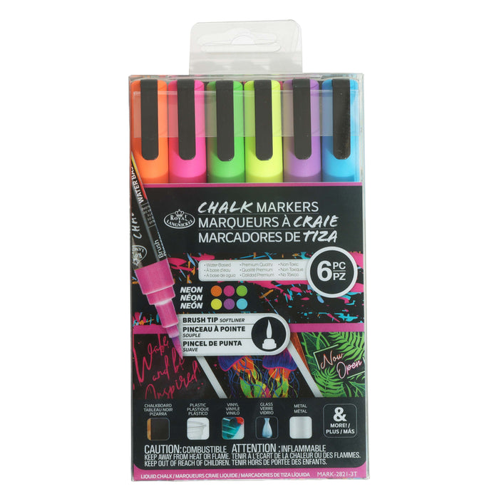 Chalk Markers Brush Tip Neon Set 6pc