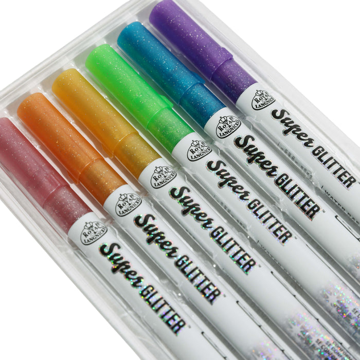 Super Glitter Fine Tip Markers Set 6pc