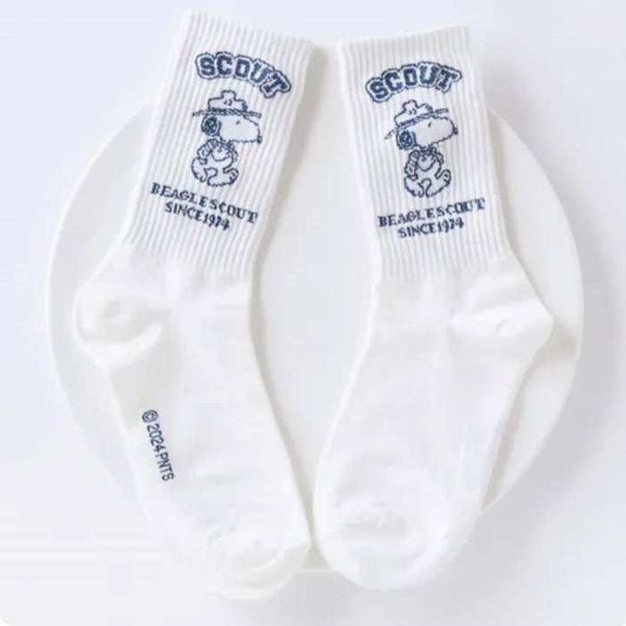 Peanuts Snoopy Scout 50th Celebrate Crew Ankle Socks - White