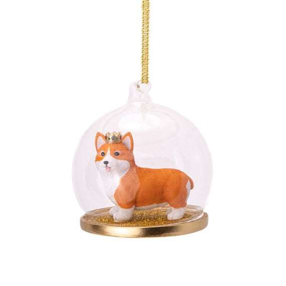 Corgi with Crown Dome Bauble