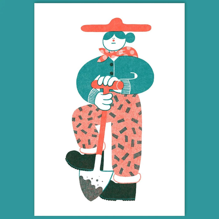 YUK FUN Digging Riso Art Print