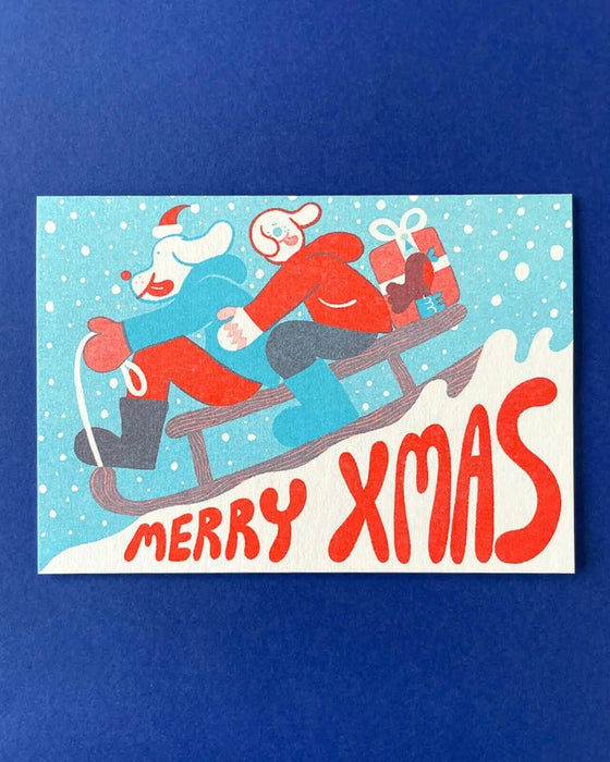 YUK FUN Christmas Card - Merry Xmas Sledgers