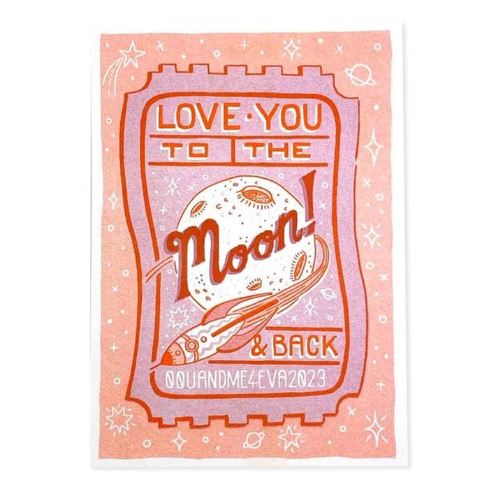 A5 Moon & Back Ticket Riso Print