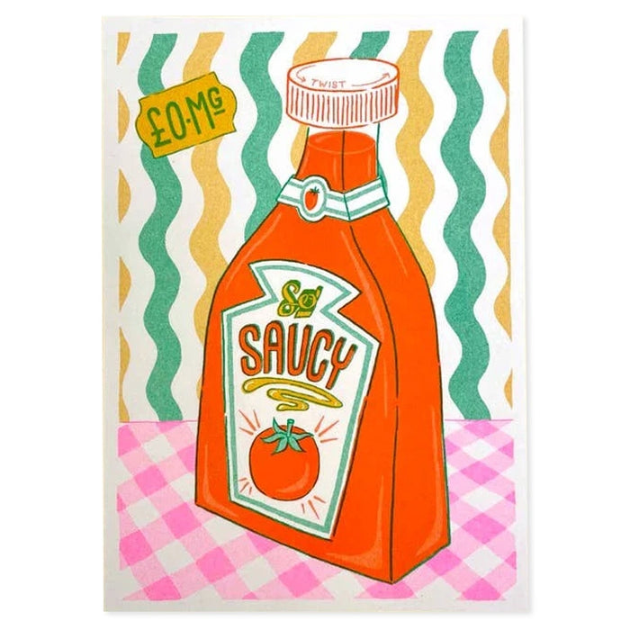 A5 Sauce Bottle Risograph Print