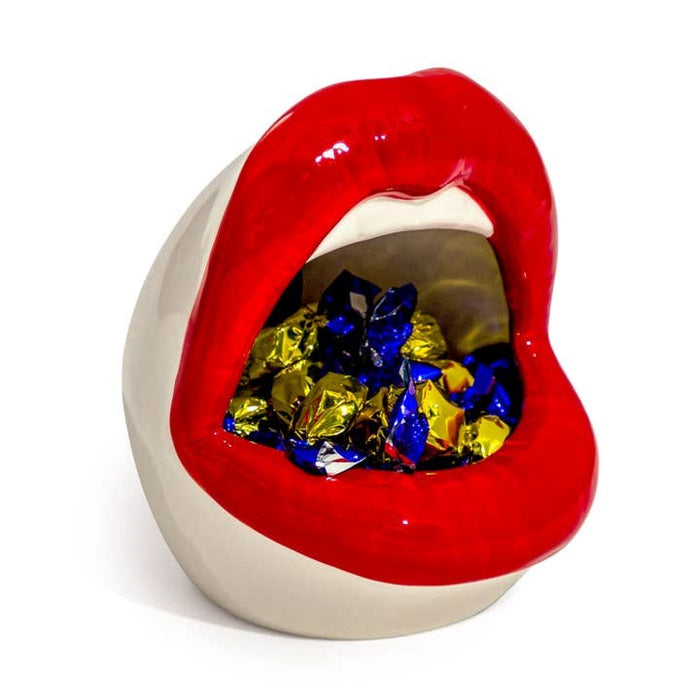 Ceramic Open-Mouthed Red Lips Storage Jar