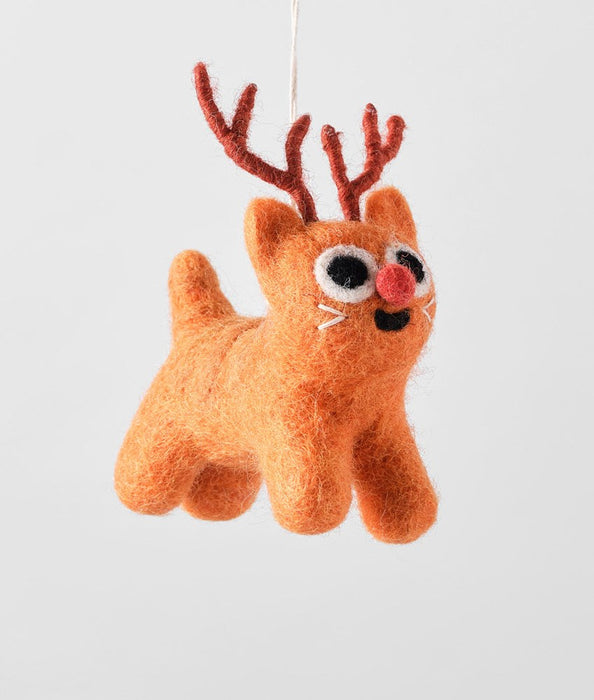Rudy Reindeer Cat Felt Decoration