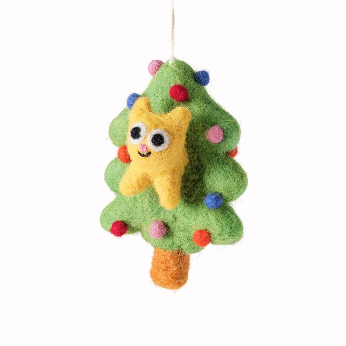 Cat in a Tree Felt Decoration