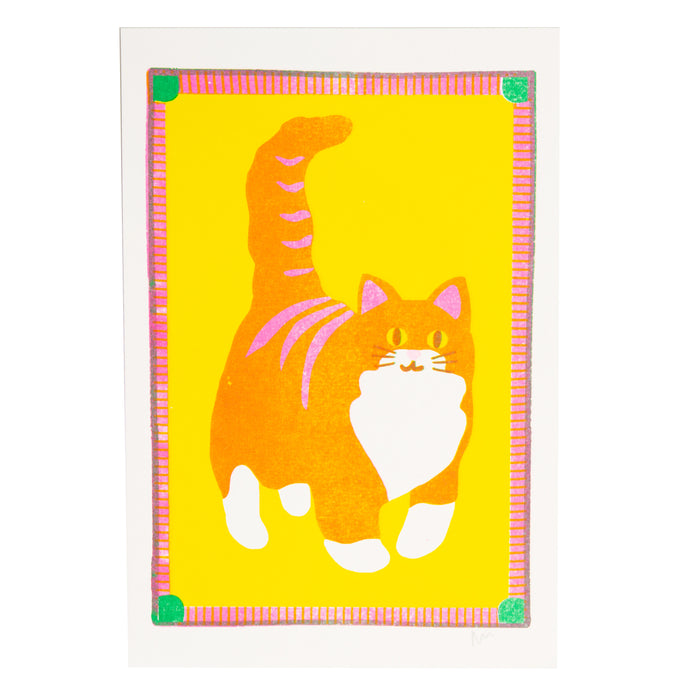 Orange Cat Mini Riso Print