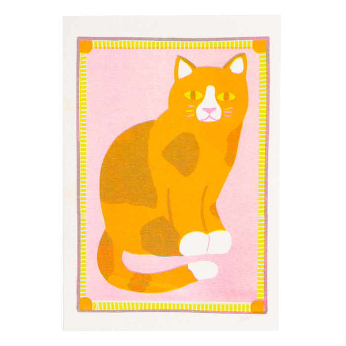 Orange Patchy Cat Mini Print