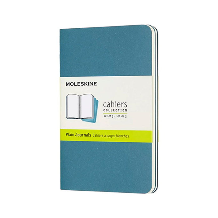 Set Of 3 Moleskine Plain Cahier Journals Brisk Blue
